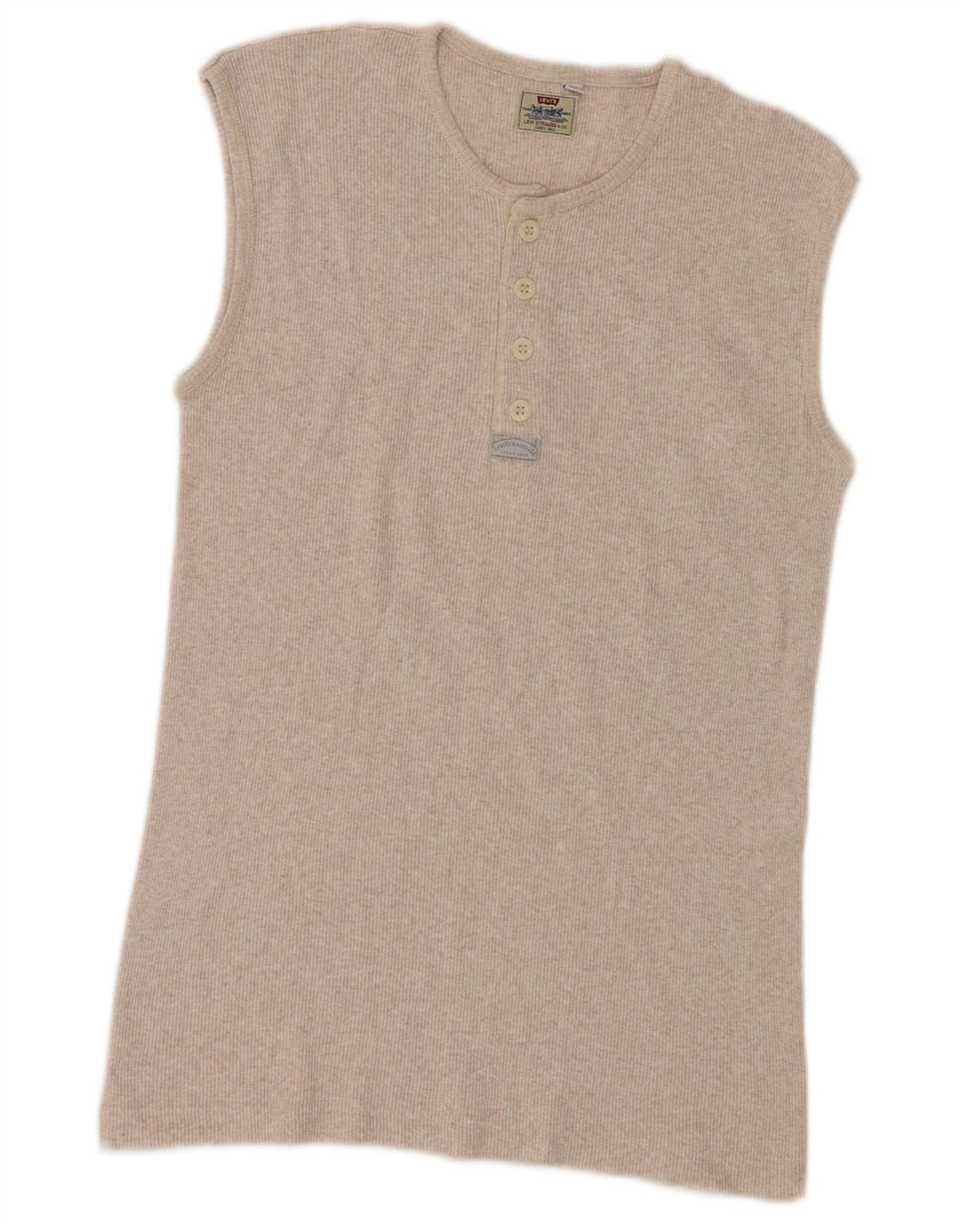 Levi's Débardeur Femme UK 14 Large Beige Moucheté Coton