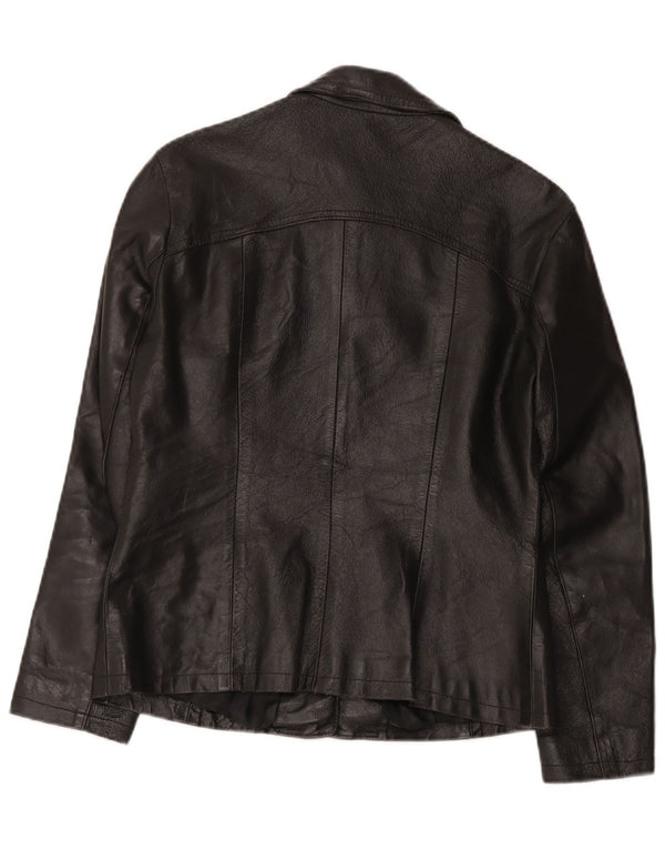 Veste en cuir femme vintage UK 12 Noir Moyen