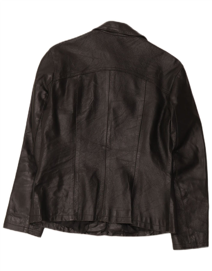 Veste en cuir femme vintage UK 12 Noir Moyen
