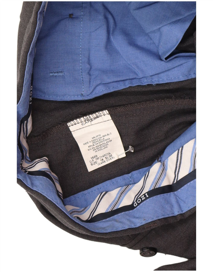 Izod Pantalon de costume slim garçon 15-16 ans W26 L29 Gris Polyester