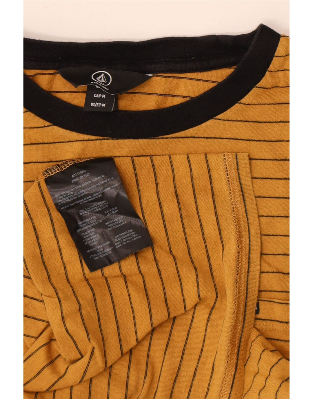 Volcom T-Shirt Homme Coton Rayé Jaune Moyen