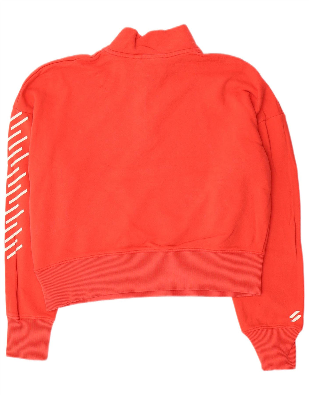 Superdry Sweat-shirt court à col zippé pour femme UK 12 Orange moyen Coton