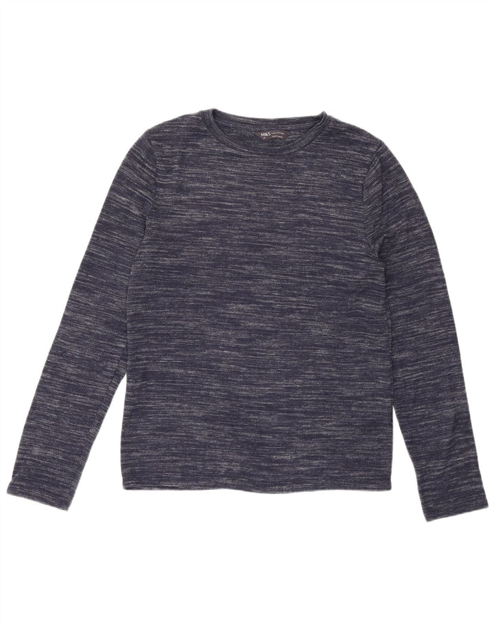 Marks & Spencer Haut à manches longues pour femme UK 10 Small Bleu marine moucheté