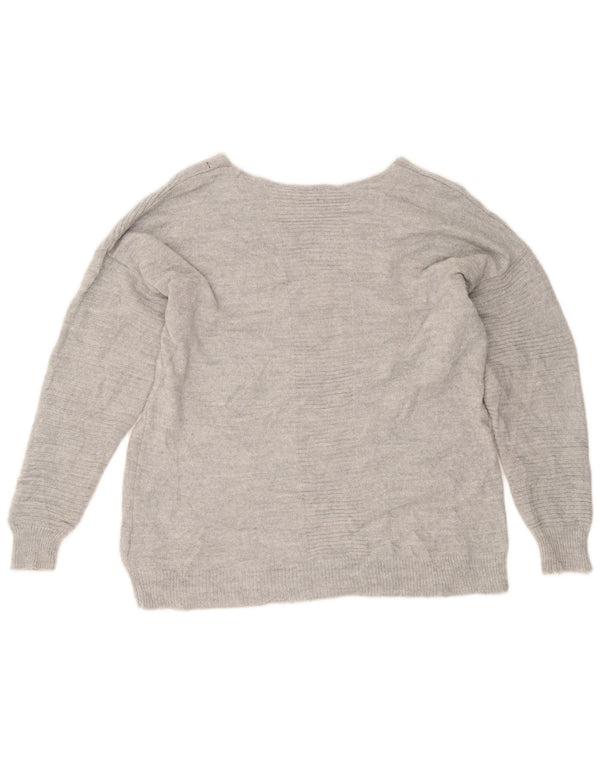 Topshop Pull surdimensionné à col en V pour femme UK 10 Petit Gris Acrylique