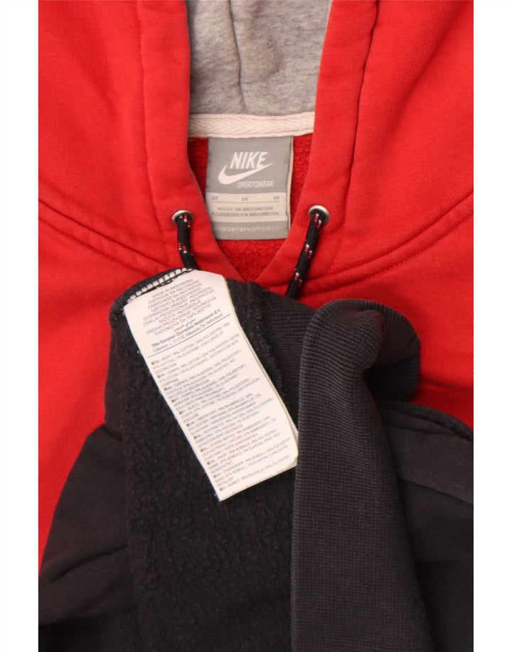 Nike Pull à capuche coupe classique en coton color block rouge moyen pour homme