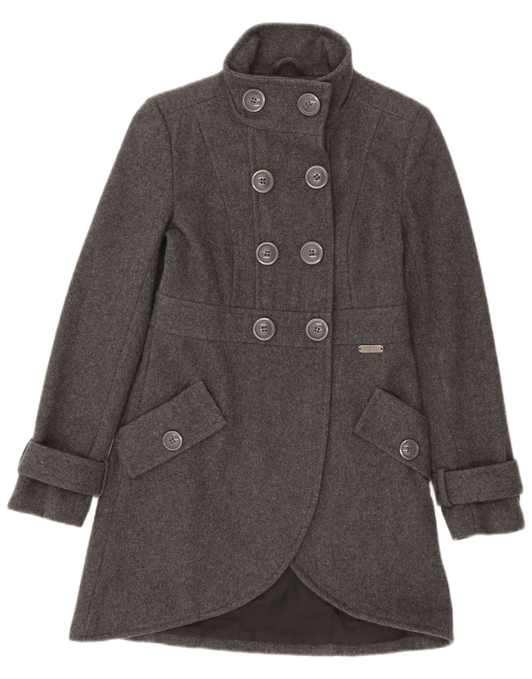 Buffalo Manteau croisé pour femme UK 6 XS Laine mouchetée Gris