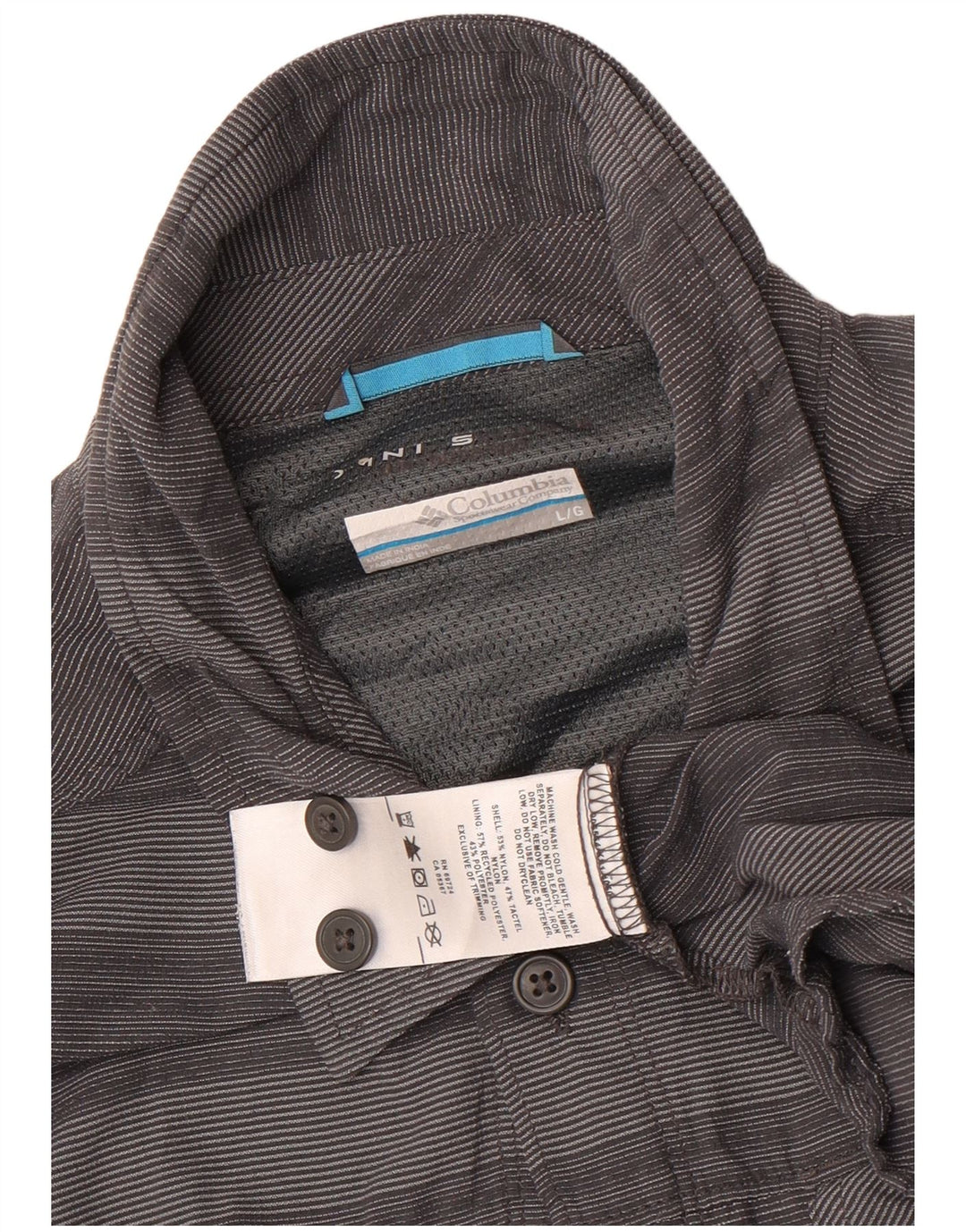 Columbia Chemise Homme Large Gris Rayé Nylon
