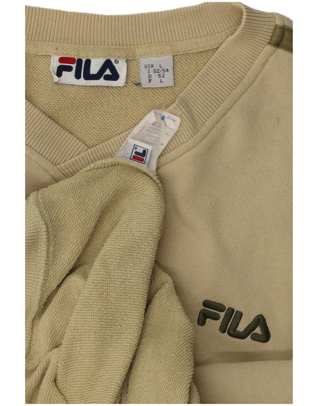 FILA Mens Sweatshirt Jumper Large Beige Cotton