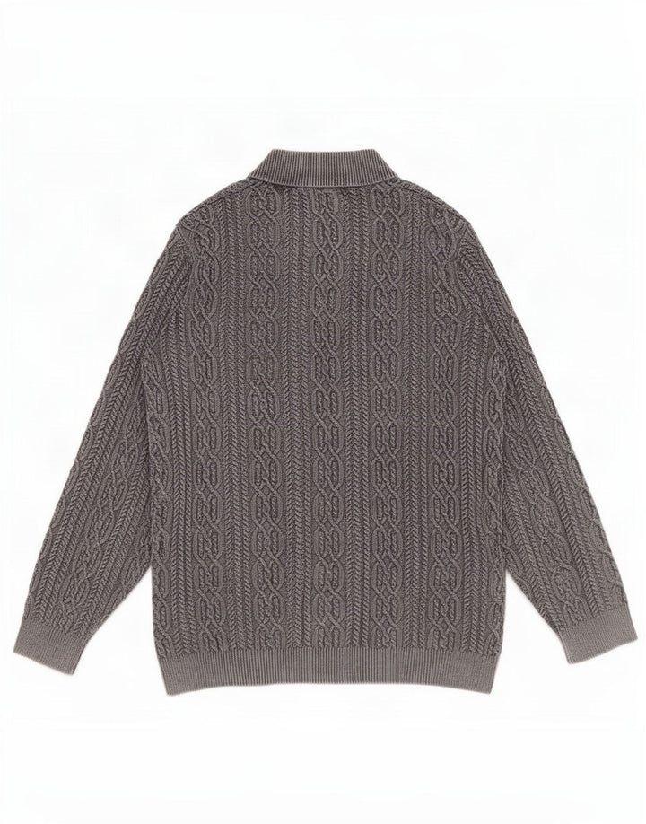 Joe Browns Pull à col boutonné pour homme 2XL Gris Coton