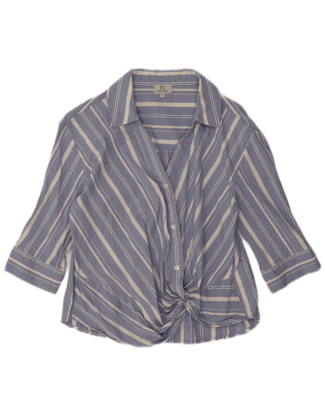 Woolrich Chemisier surdimensionné à manches 3/4 pour femme UK 10 Petit bleu rayé