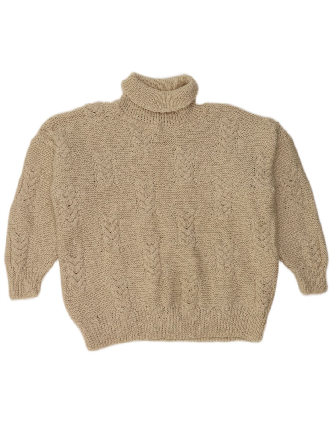 vintage Femmes Crop Roll Neck Jumper Pull UK 20 2XL Off White