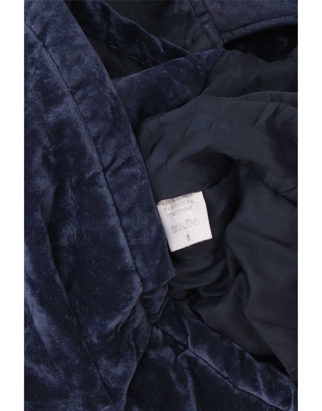 vintage Femmes Surdimensionné Velours Coupe-Vent Manteau UK 14 Bleu Marine Moyen