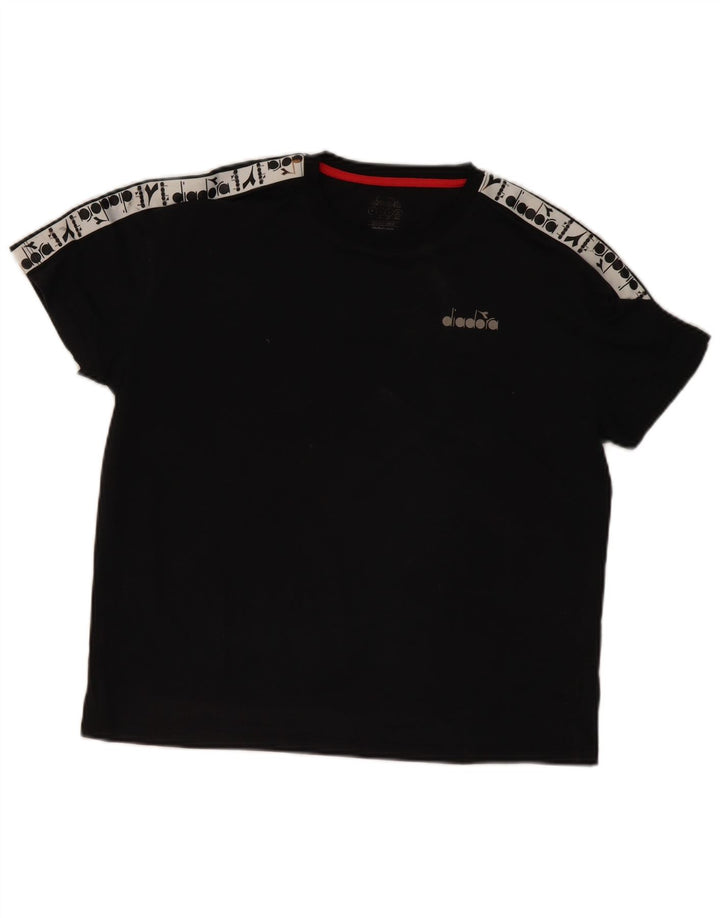 DIADORA T-Shirt Graphique Homme Noir Moyen Coton Colorblock