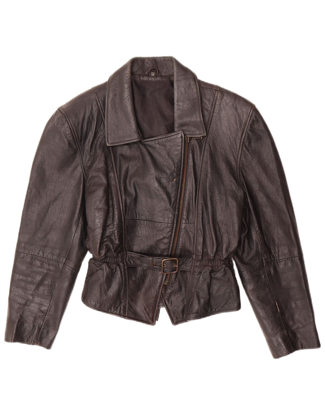 Veste motard en cuir femme vintage EU 38 Cuir noir moyen
