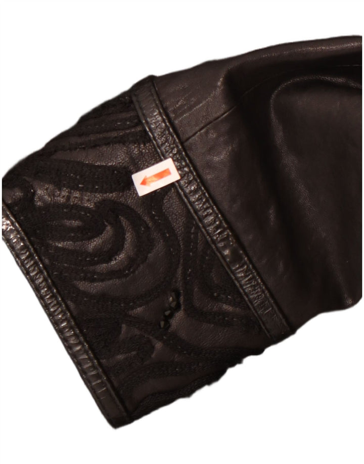 Vintage Womens Leather Jacket UK 22 3XL Black Leather