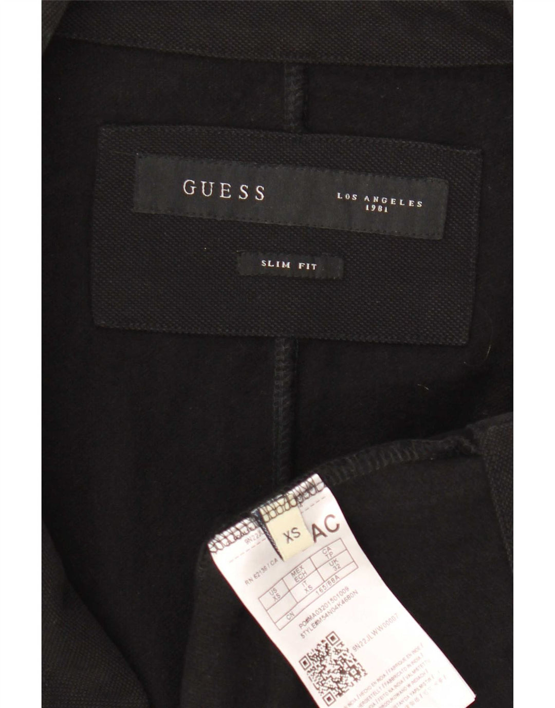 Guess Veste Blazer Slim Fit à 2 Boutons pour Homme UK 32 2XS Coton Noir