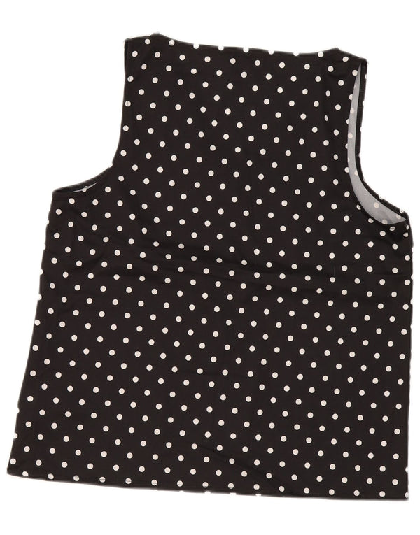 Lipsy Femme Chemisier sans Manches Haut UK 44 Grand Noir à Pois Polyester