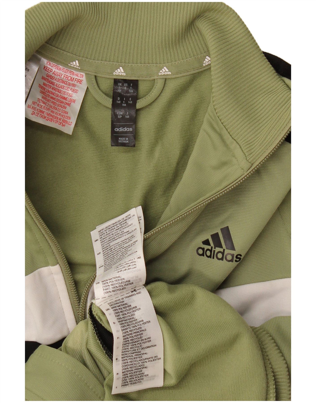 Adidas Veste de survêtement pour garçon 9-10 ans Kaki Colourblock Polyester