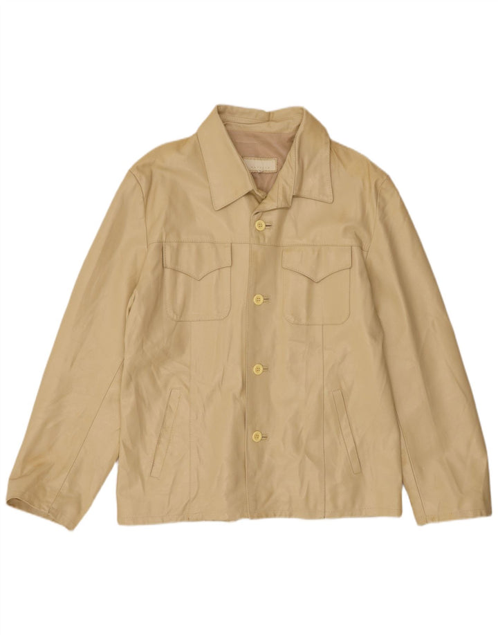 Bayside Veste en cuir pour homme UK 40 Grand cuir beige