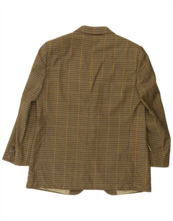 vintage Mens 2 Bouton Blazer Veste UK 38 Moyen Kaki Check