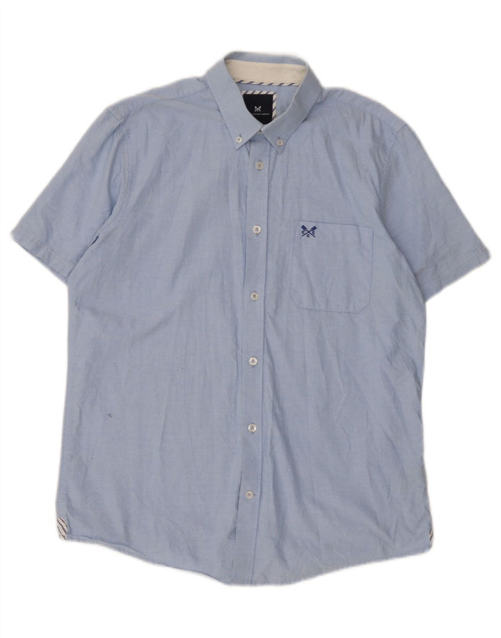 Chemise à manches courtes homme Crew Clothing en coton bleu moyen