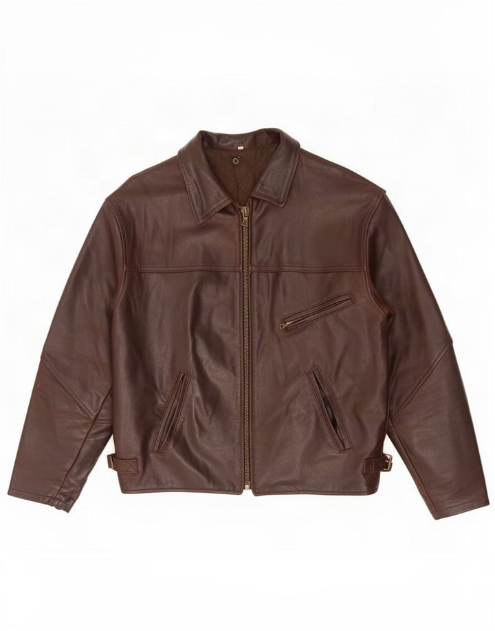 veste en cuir homme vintage UK 42 XL Marron