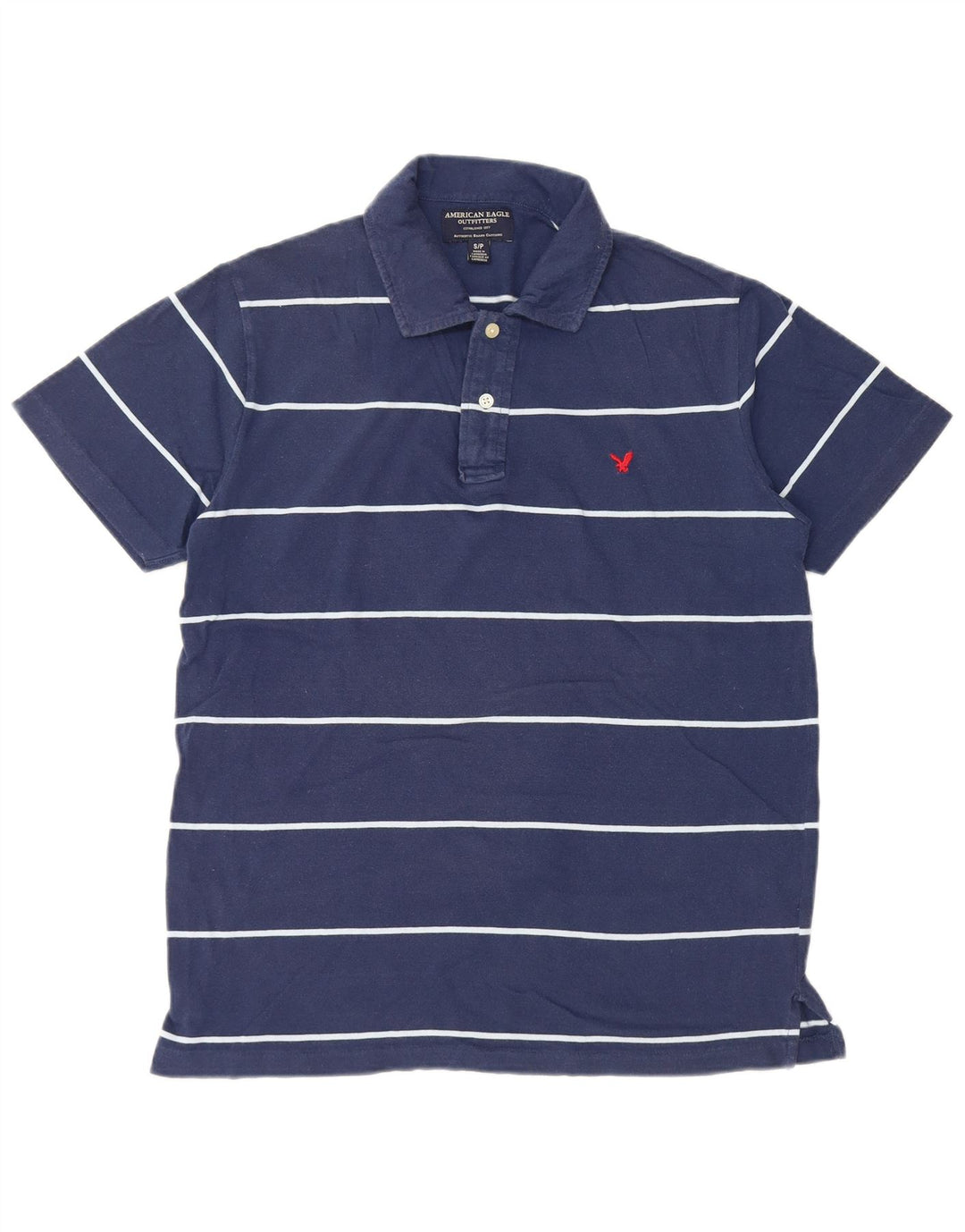 American Eagle Polo Homme Petit Coton Rayé Bleu Marine