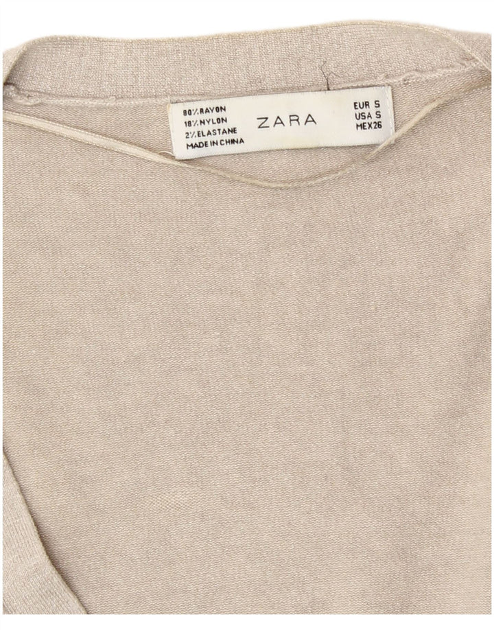 Zara Cardigan Femme Pull UK 10 Petit Gris