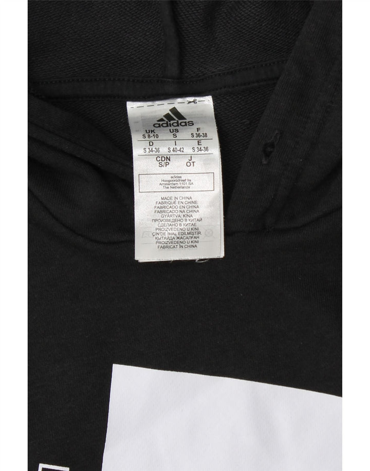 ADIDAS Pull à capuche graphique pour femme UK 8/10 Petit coton noir