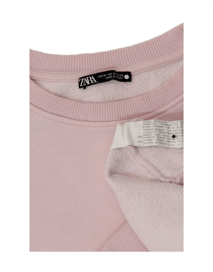 Zara Sweat-shirt pour femme UK 12 en coton rose moyen