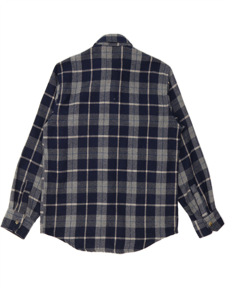 EUROPEAN PROJECT Mens Flannel Shirt Medium Navy Blue Check Acrylic Vintage European Project and Second-Hand European Project from Messina Hembry 