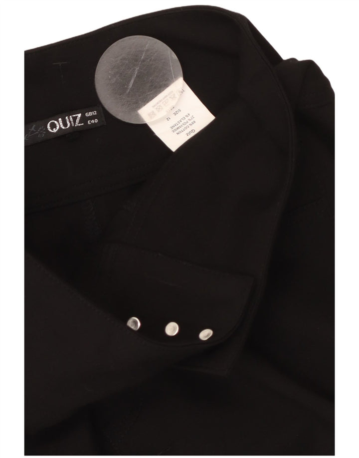 QUIZ Pantalon décontracté taille haute pour femme UK 12 Medium W28 L28 Noir