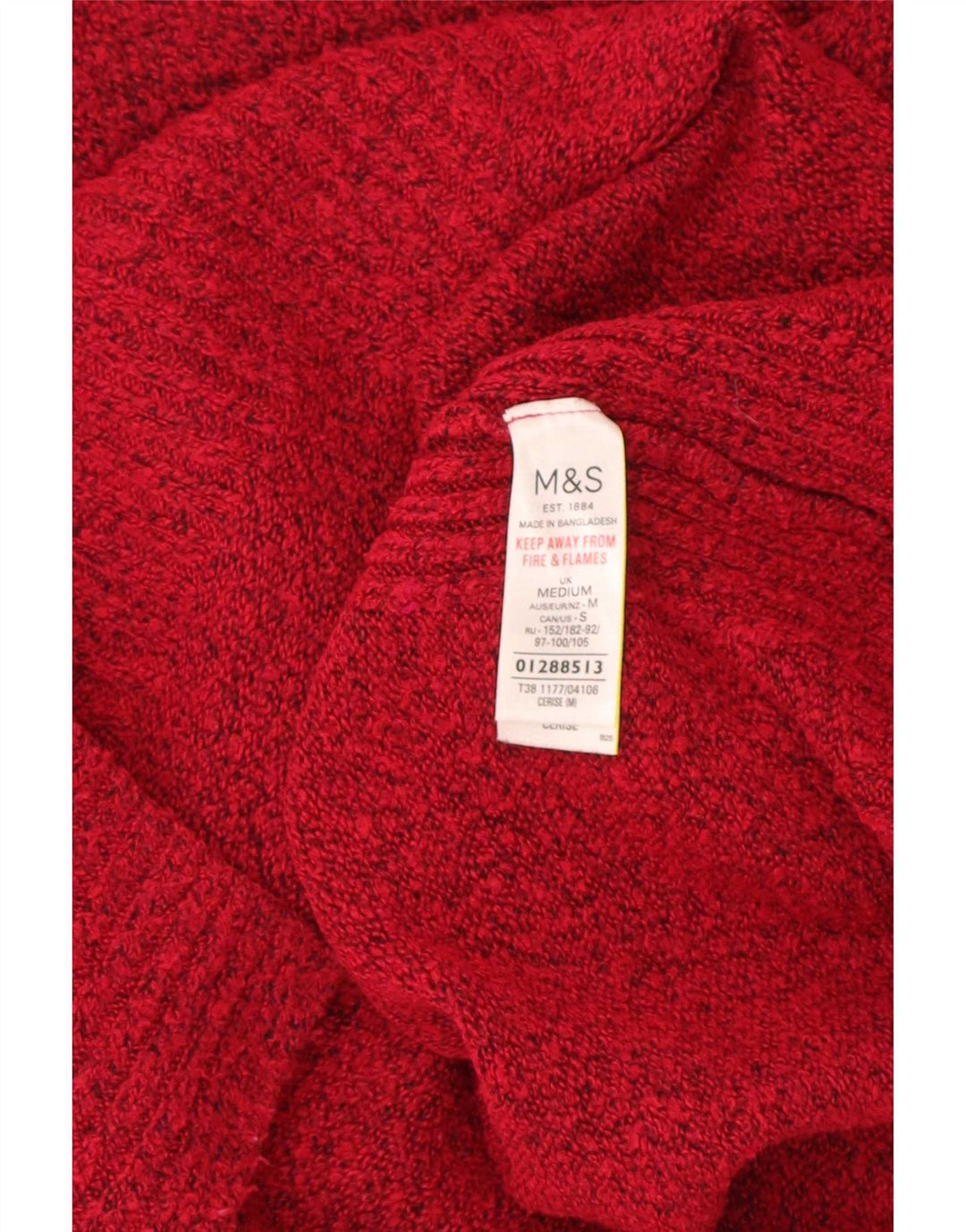 Marks & Spencer Pull col bateau pour femme UK 14 Medium Rouge moucheté