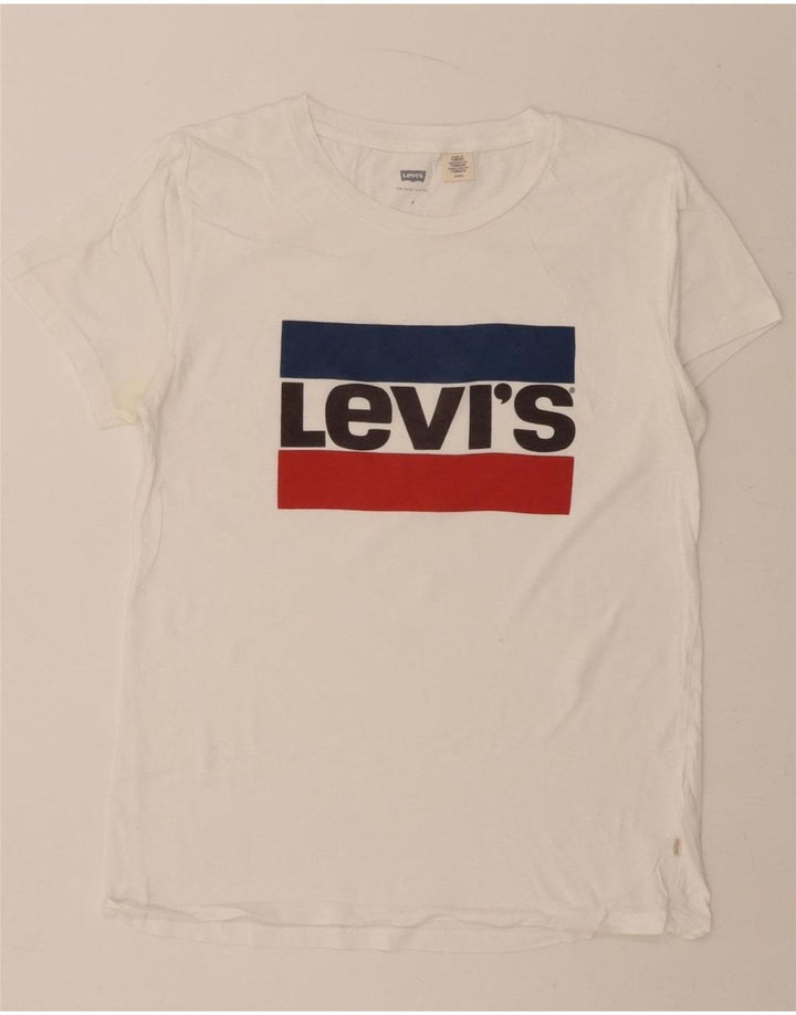 LEVI'S Mens Graphic T-Shirt Top Small White Vintage Levi's and Second-Hand Levi's from Messina Hembry 