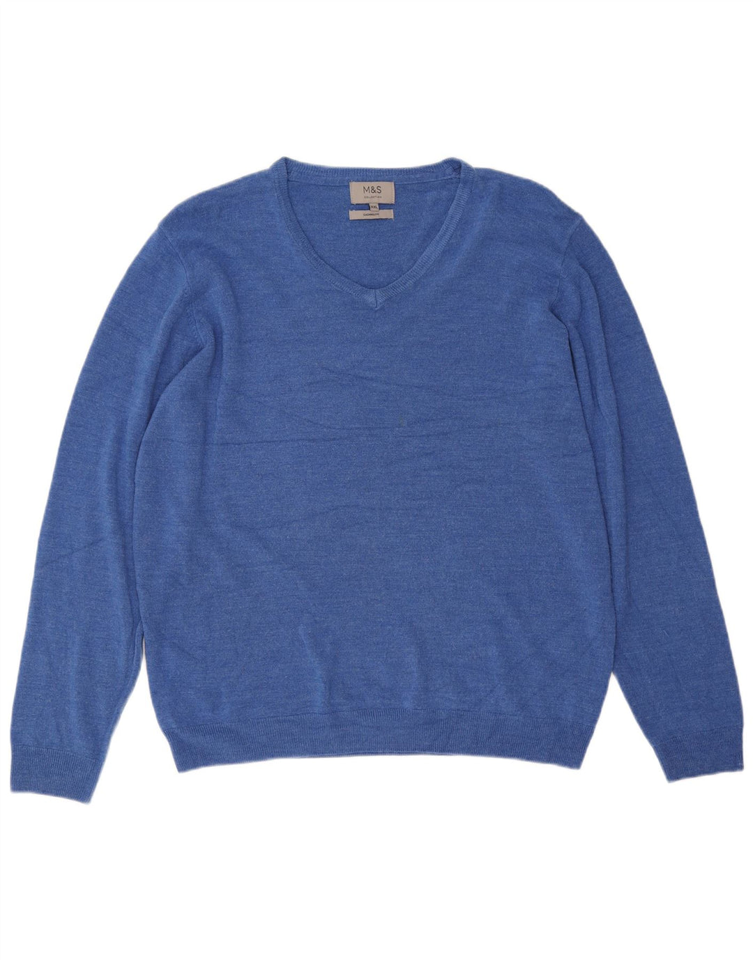 Marks & Spencer Pull col V pour homme 2XL Bleu Acrylique