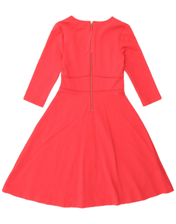 Boden Femme Robe trapèze régulière à manches 3/4 UK 10 Small Rouge Viscose