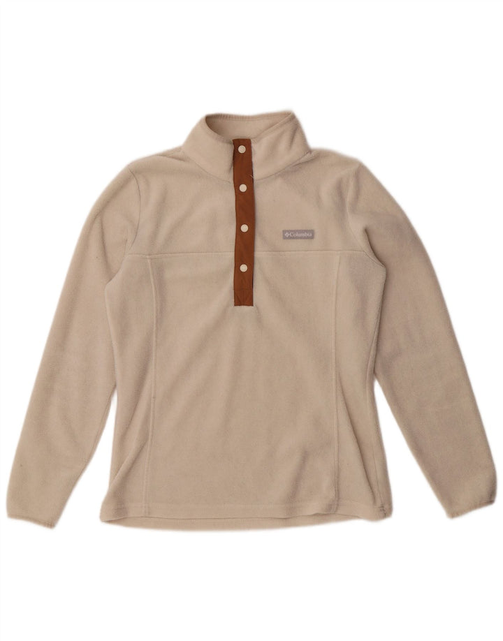 Columbia Pull polaire à col boutonné pour femme UK 10 Petit Blanc cassé Polyester