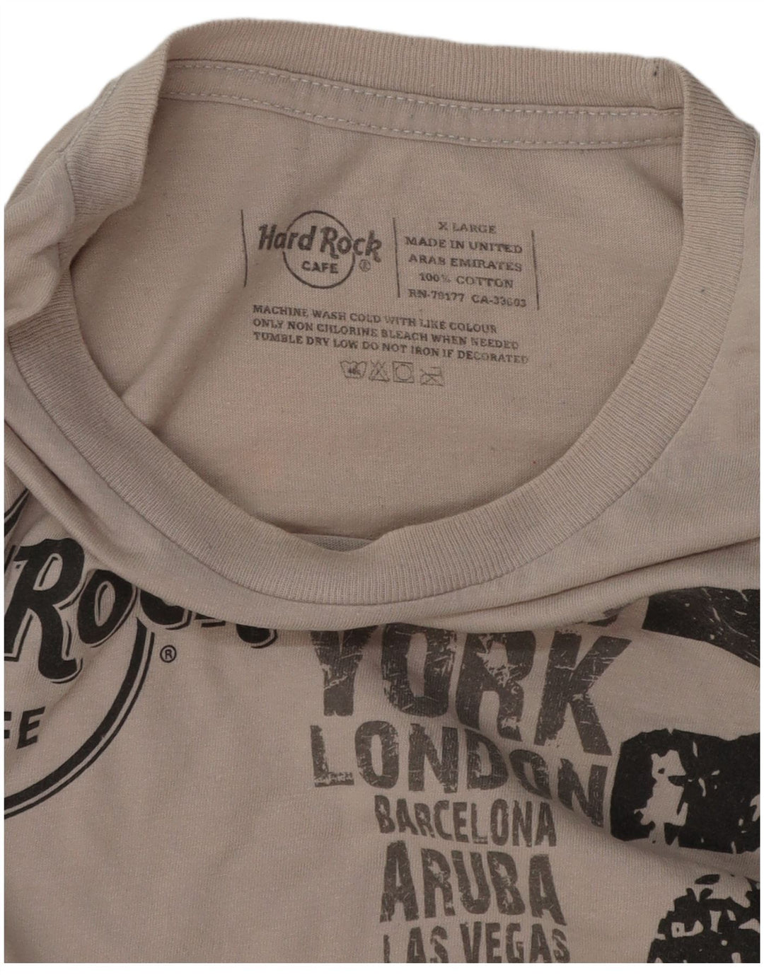 Hard Rock Cafe Hommes Rome Graphic T-Shirt Top XL Gris Coton
