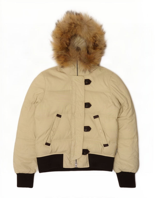 Sergio Tacchini Veste matelassée à capuche pour femme IT 42 Beige moyen Colourblock