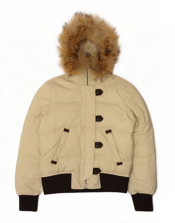 Sergio Tacchini Veste matelassée à capuche pour femme IT 42 Beige moyen Colourblock