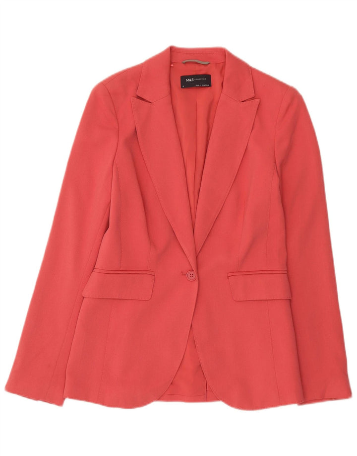 Marks & Spencer Veste blazer à 1 bouton pour femme UK 8 Small Rose Polyester