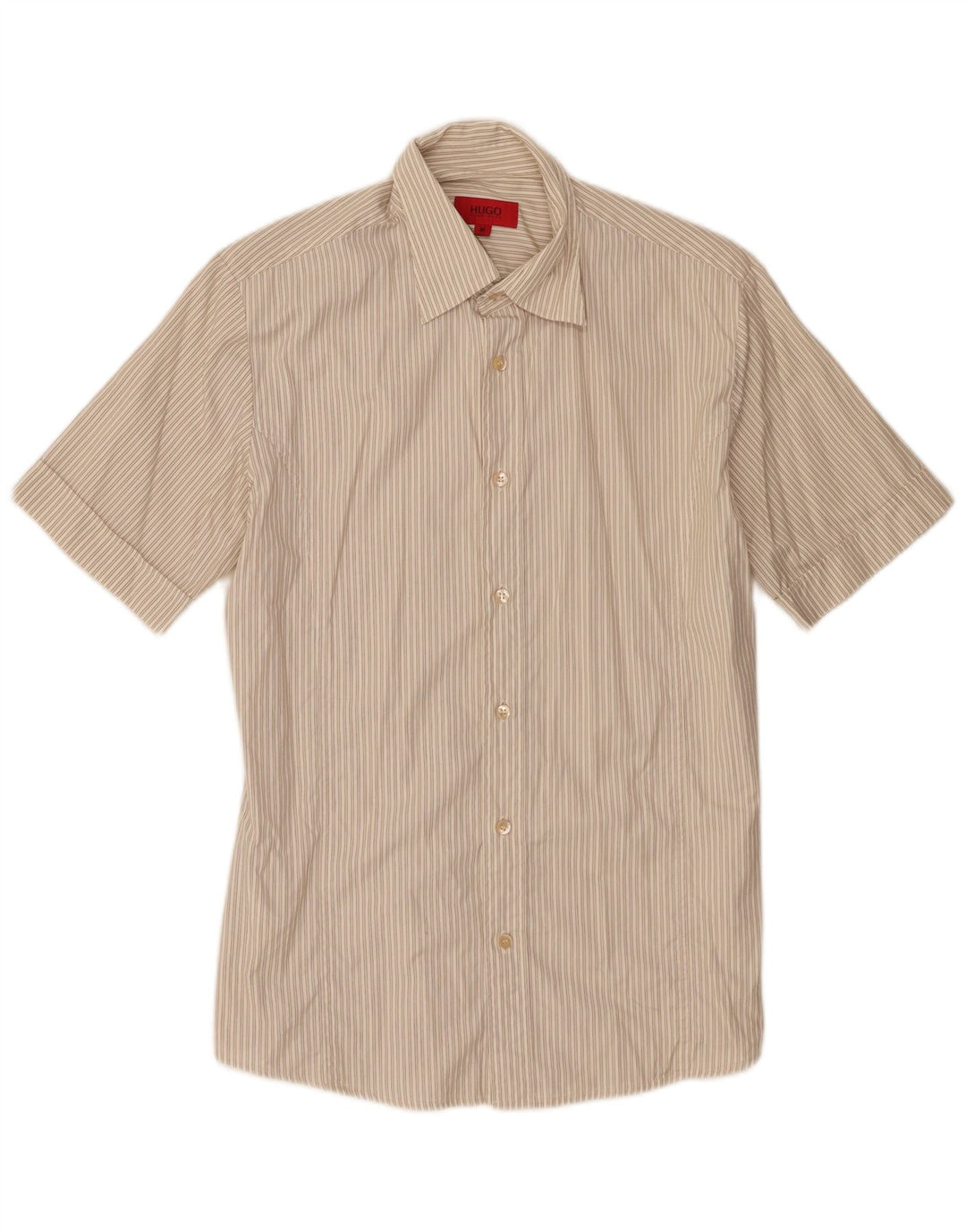 Hugo Boss Chemise à manches courtes en coton rayé beige moyen