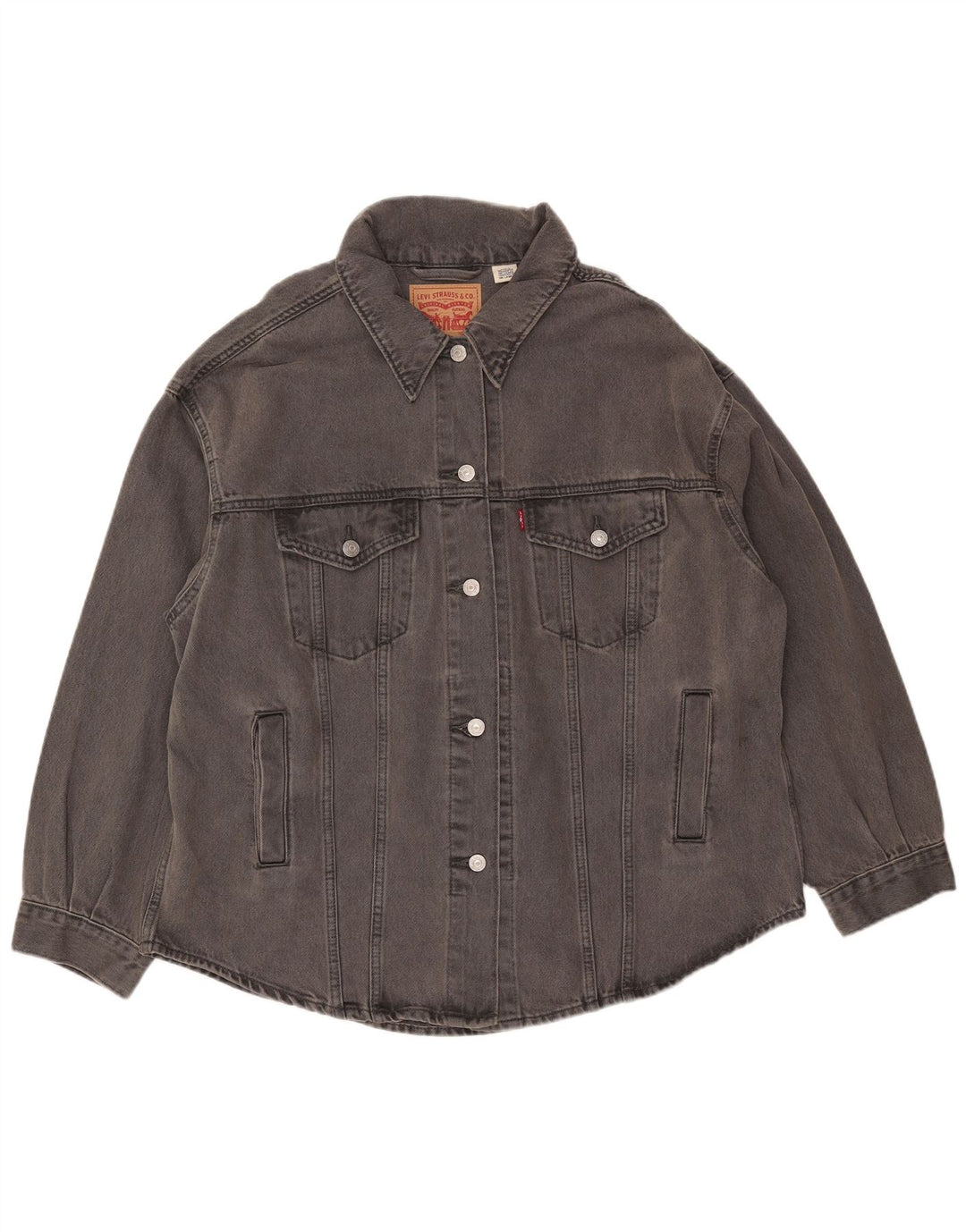 Levi's Veste en Jean Oversize Femme UK 16 Large Gris Coton