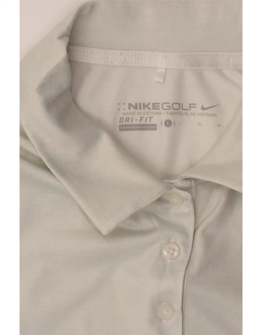 NIKE Womens Dri Fit Polo Shirt UK 16 Large White Colourblock Polyester Vintage Nike and Second-Hand Nike from Messina Hembry 