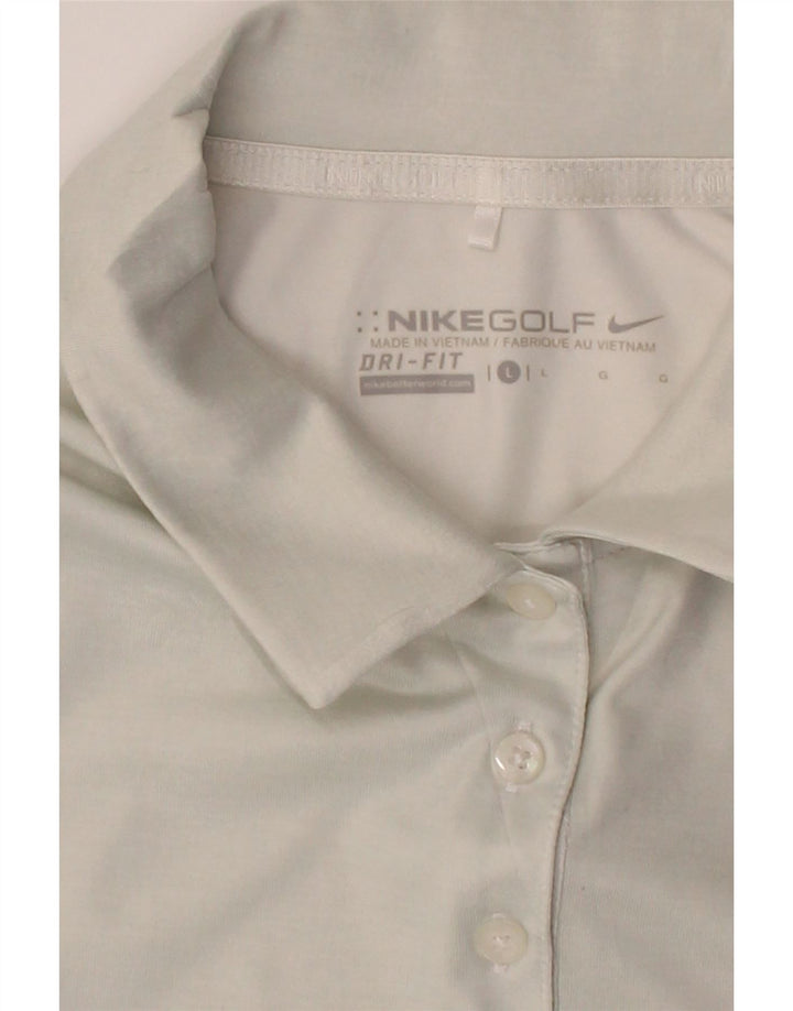 NIKE Womens Dri Fit Polo Shirt UK 16 Large White Colourblock Polyester Vintage Nike and Second-Hand Nike from Messina Hembry 