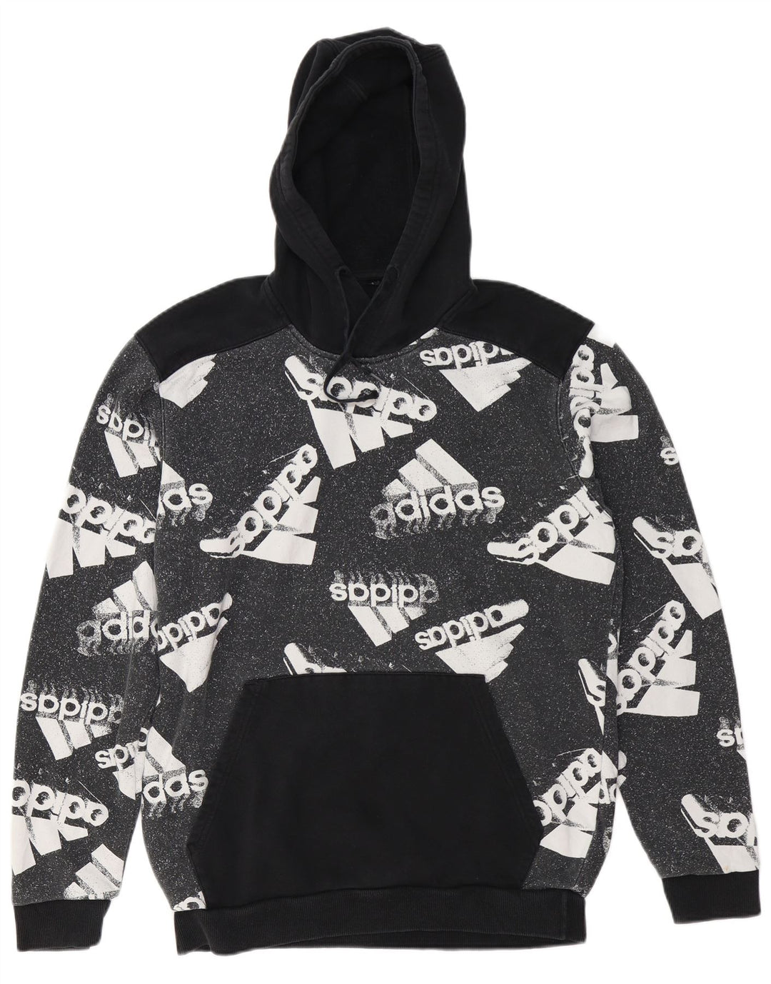ADIDAS Pull à capuche graphique pour hommes, grand coton color block noir