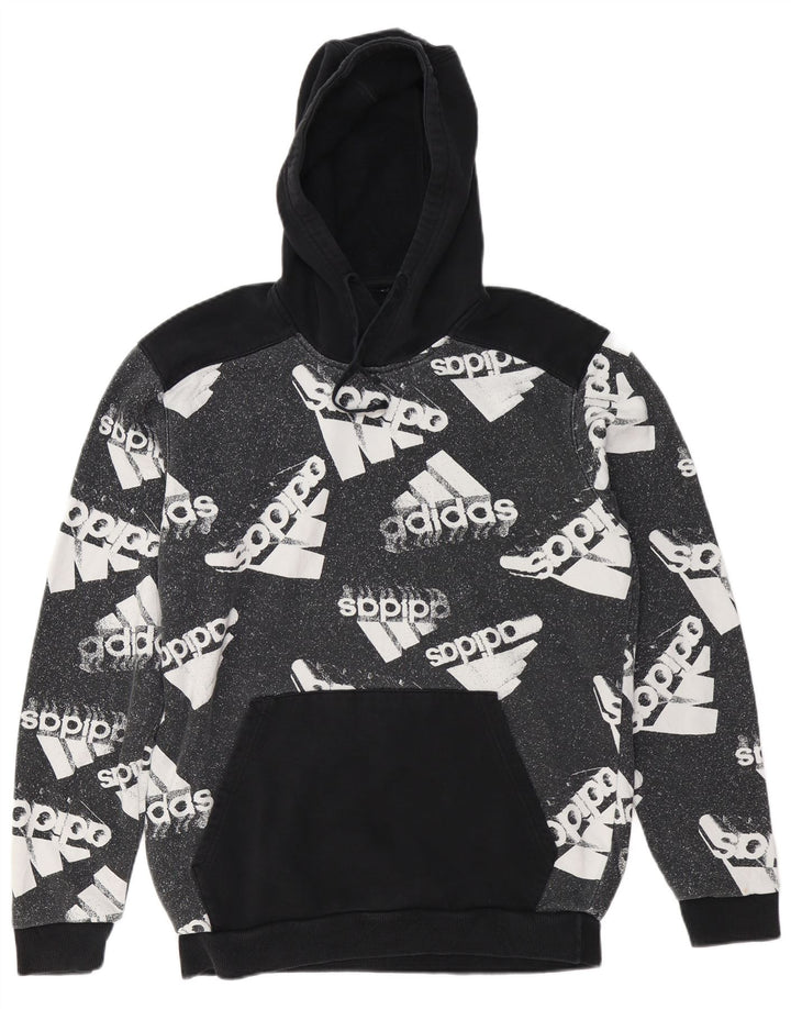 ADIDAS Pull à capuche graphique pour hommes, grand coton color block noir
