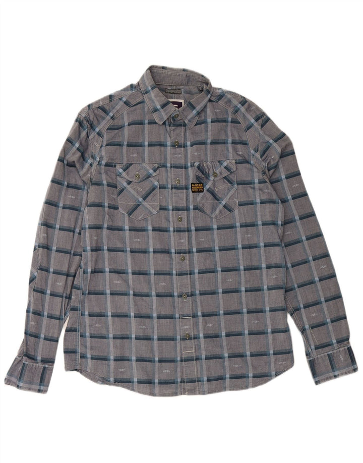 G-STAR Chemise Homme Grand Carreau Gris Coton