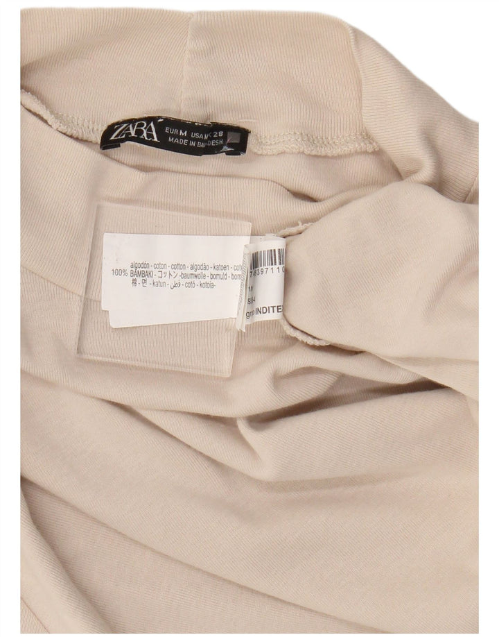 Zara Femme T-Shirt Top UK 12 Coton Beige Moyen