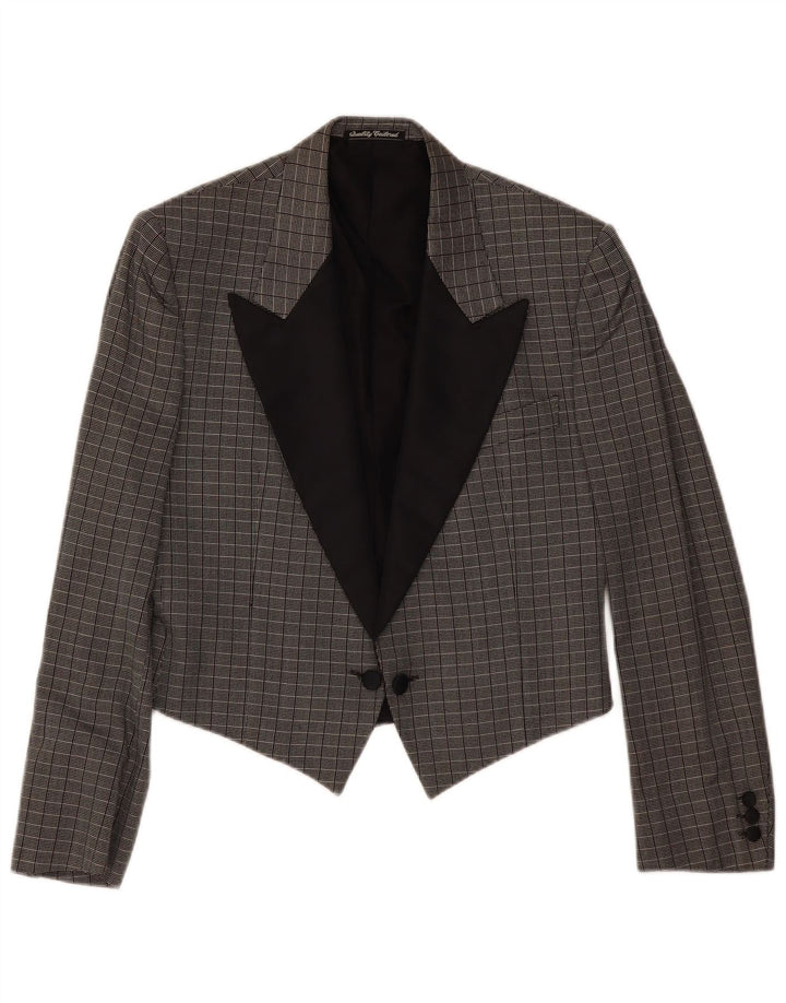 Sidi Veste Blazer Croisée Femme IT 48 XL Gris Carreaux Soie